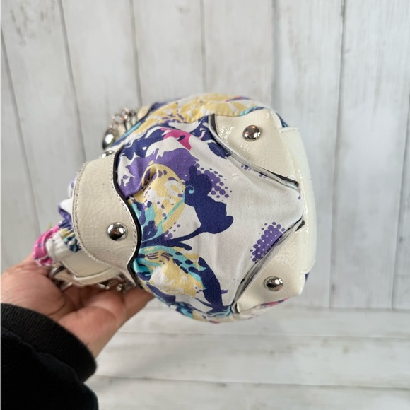 Vintage Y2K Wilsons Leather Patent Multicolored Purse Floral Shoulder Bag - Picture 6 of 16